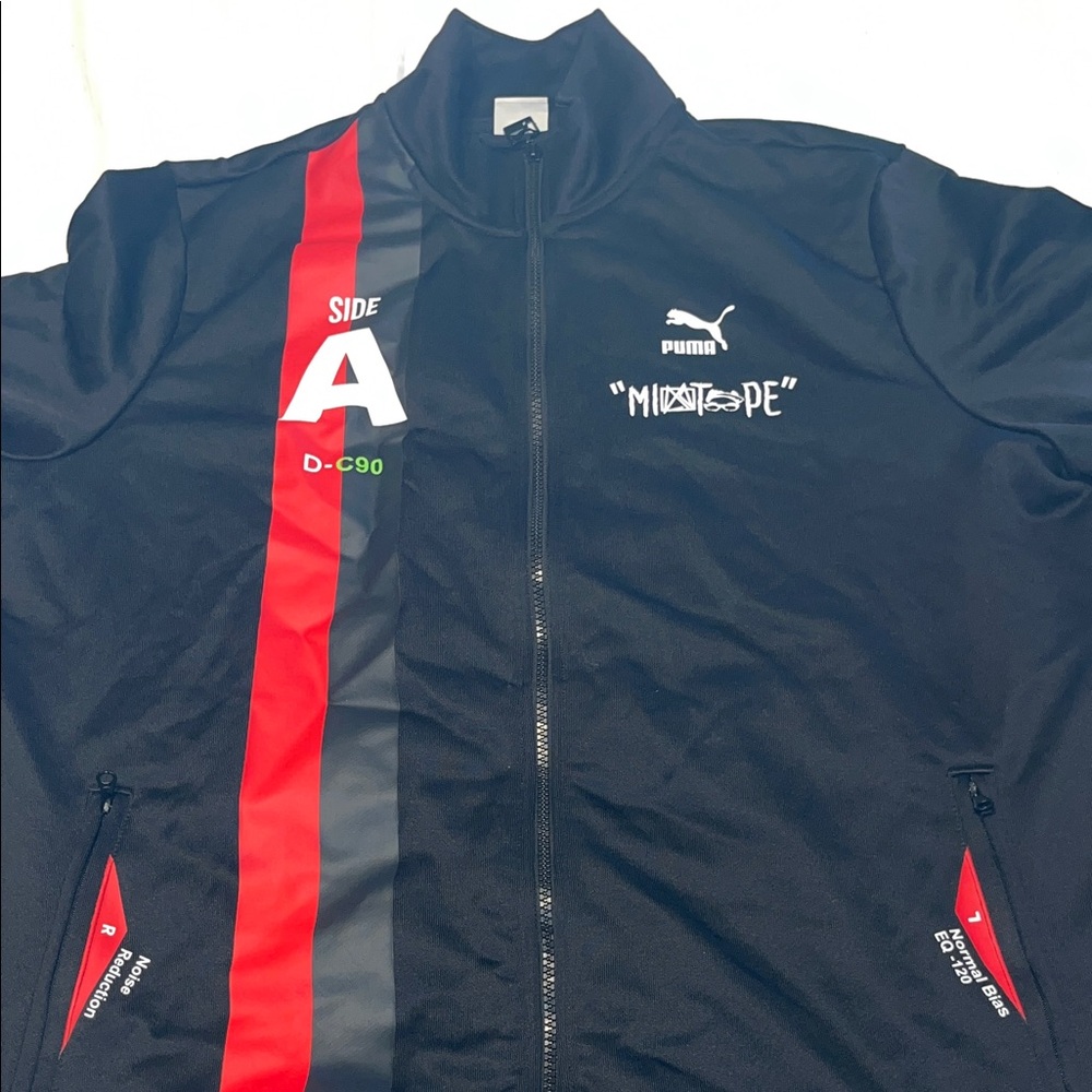 Puma Men's Black Windbreaker with Red Stripe